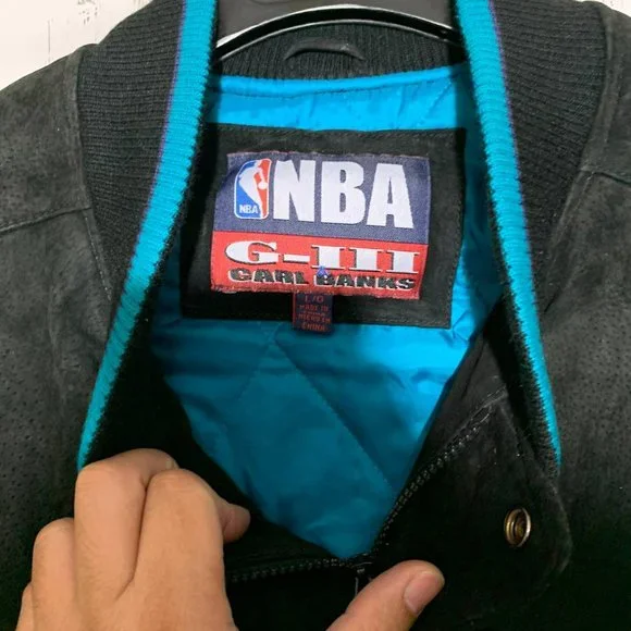 New Orleans Charlotte Hornets NBA G-III Suede Varsity Jacket New Men - Picture 3 of 4